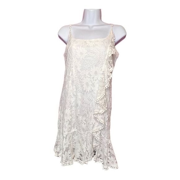 Saints & Secrets New Dress Romantic Floral Lace Ruffles White Straps Summer  L - Picture 6 of 8